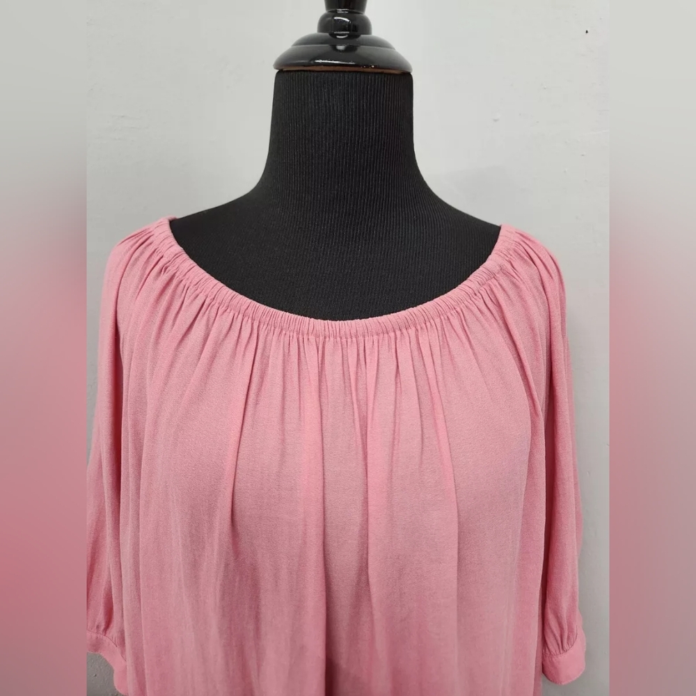 GAP Women's Dusty Pink Drapey Off-Shoulder Elbow Sleeves Peasant Blouse Top- XL - Picture 3 of 15